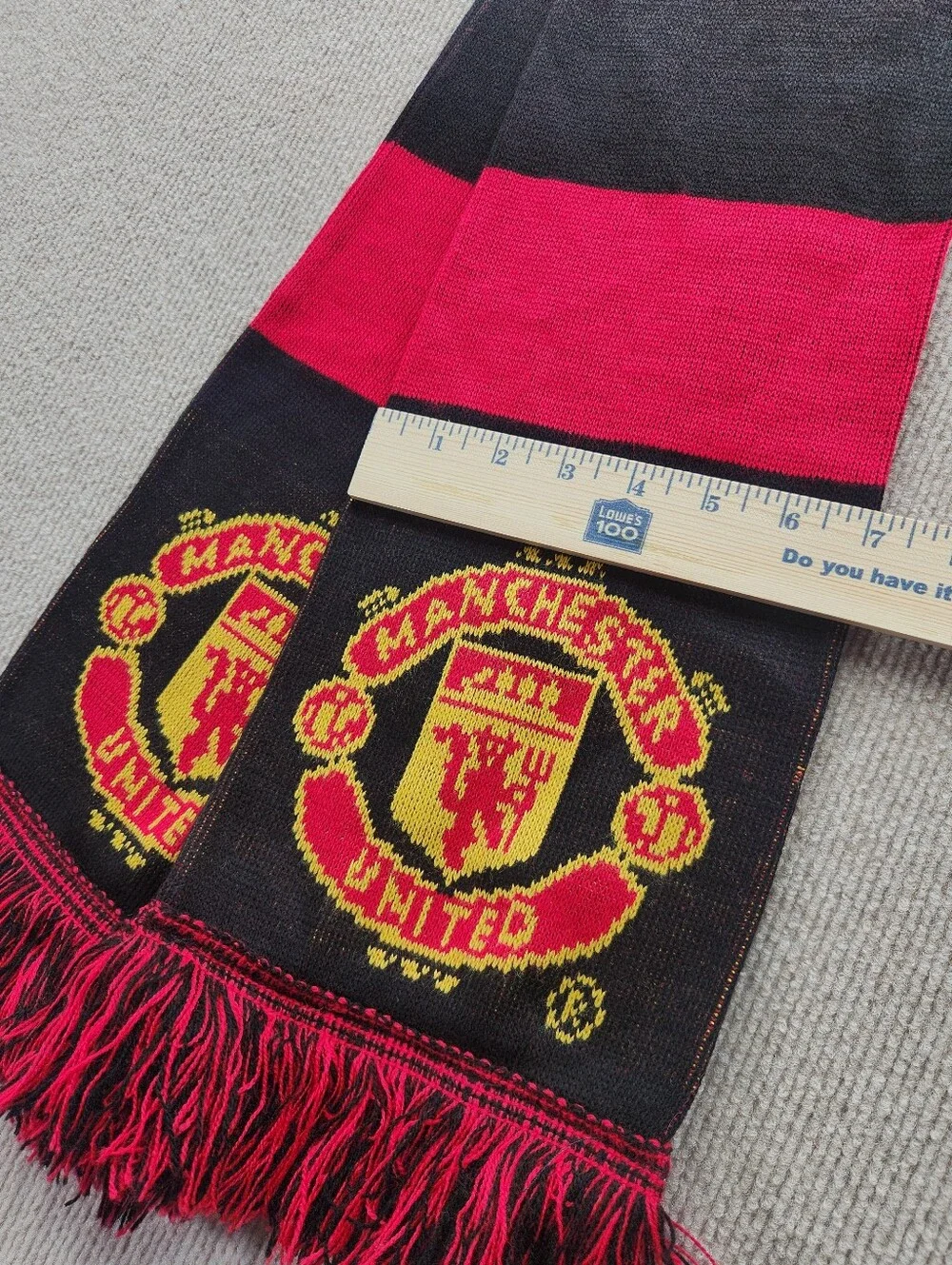 Ruffneck Scarves Manchester United Black Red Yellow Striped Soccer Fan Scarf